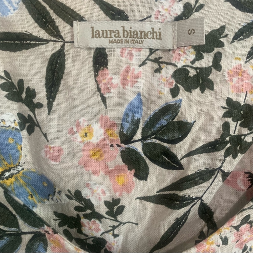 Laura Bianchi Italy Floral 100% Linen Tunic Top - Picture 2 of 11